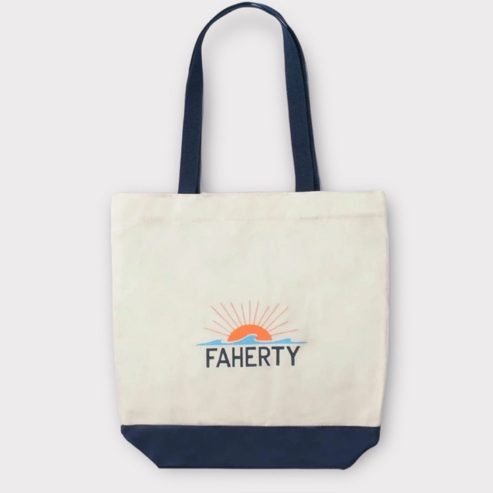 FAHERTY Signature Canvas Tote Bag Cotton Navy Blue